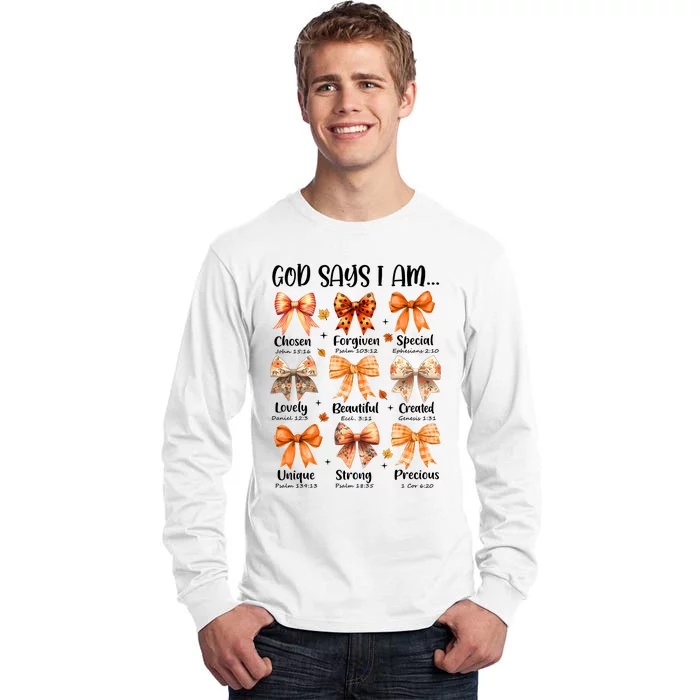 Retro Fall Pumpkin Bow God Says You Are Tall Long Sleeve T-Shirt