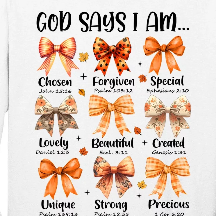 Retro Fall Pumpkin Bow God Says You Are Tall Long Sleeve T-Shirt