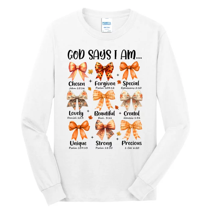 Retro Fall Pumpkin Bow God Says You Are Tall Long Sleeve T-Shirt