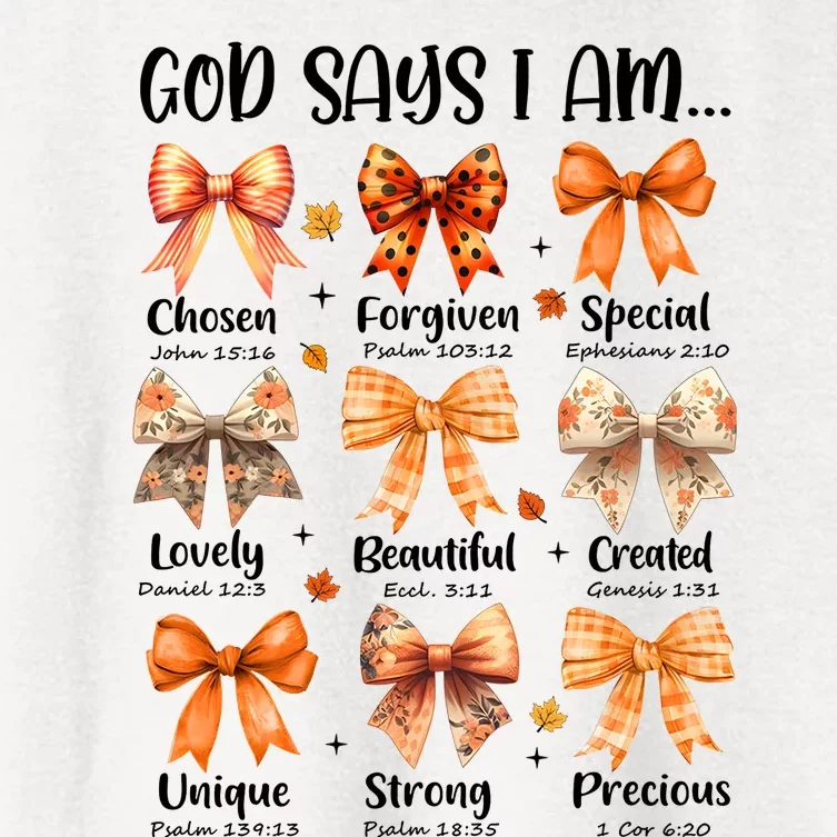 Retro Fall Pumpkin Bow God Says You Are Women's Crop Top Tee