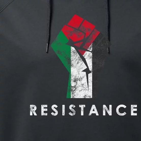 Raised Fist Palestine Flag Save Gaza Performance Fleece Hoodie