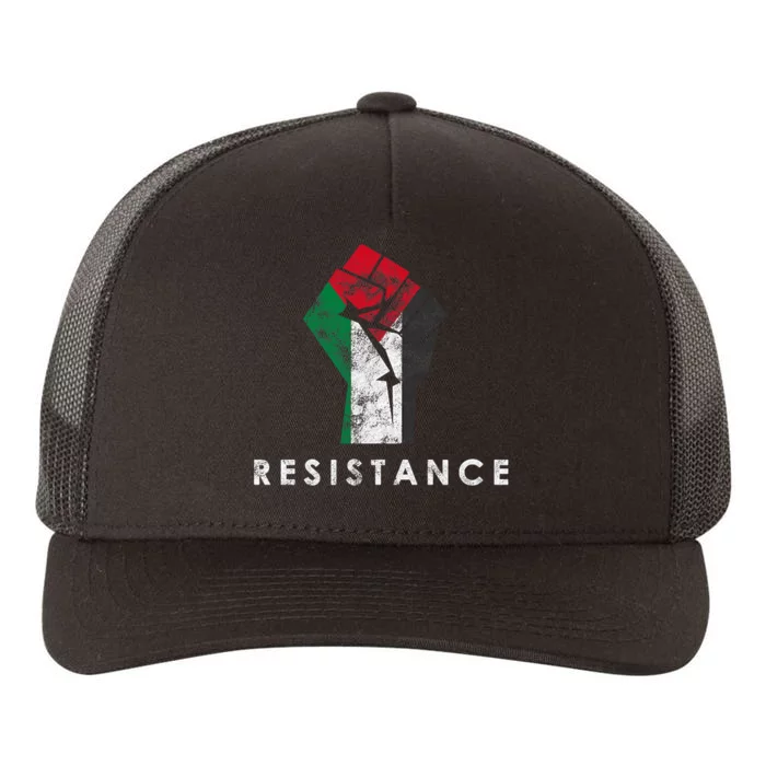 Raised Fist Palestine Flag Save Gaza Yupoong Adult 5-Panel Trucker Hat