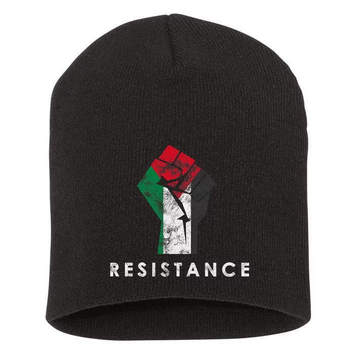 Raised Fist Palestine Flag Save Gaza Short Acrylic Beanie