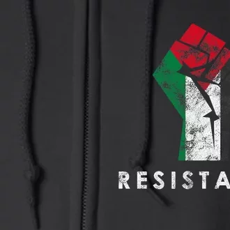 Raised Fist Palestine Flag Save Gaza Full Zip Hoodie