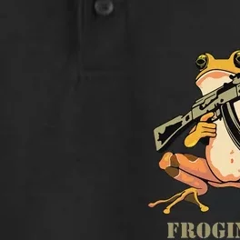 Random Funny Quirky Frog Rifle Froginator Dry Zone Grid Performance Polo