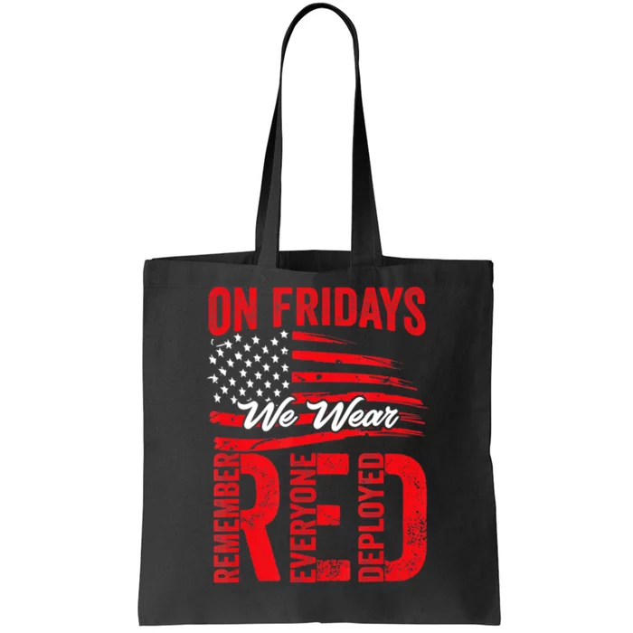 RED Friday Remember Everyone Deployed US Flag Army Vintage Tote Bag