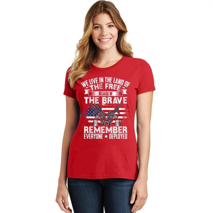 Red Friday Remember Everyone Deployed USA Flag Military Women's T-Shirt