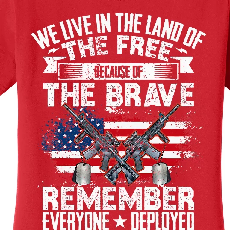 Red Friday Remember Everyone Deployed USA Flag Military Women's T-Shirt