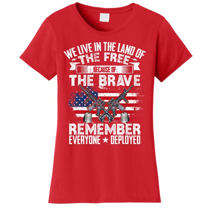 Red Friday Remember Everyone Deployed USA Flag Military Women's T-Shirt