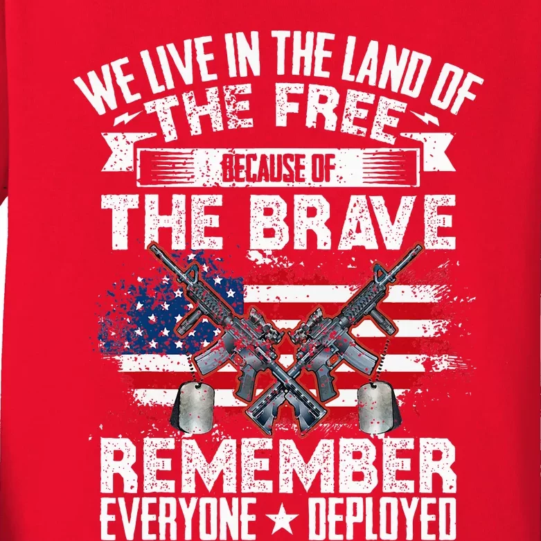 Red Friday Remember Everyone Deployed USA Flag Military Kids Long Sleeve Shirt