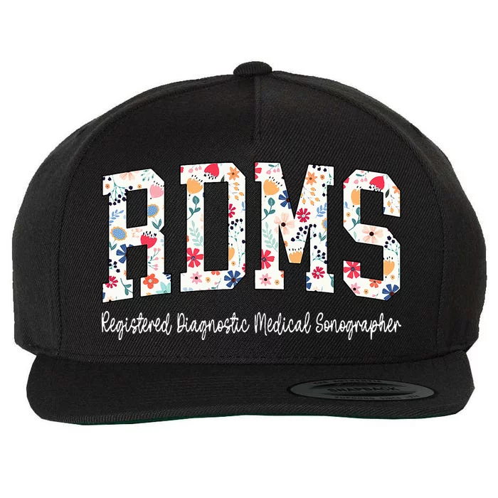 Retro Flower Rdms Registered Diagnostic Medical Sonographer Wool Snapback Cap