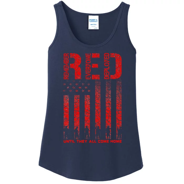 Red Friday Remember Everyone Deployed Every Friday Veterans Ladies Essential Tank