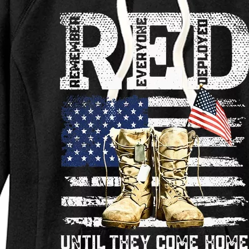 RED Friday Remember Everyone Deployed Every Friday Veterans Women's Fleece Hoodie