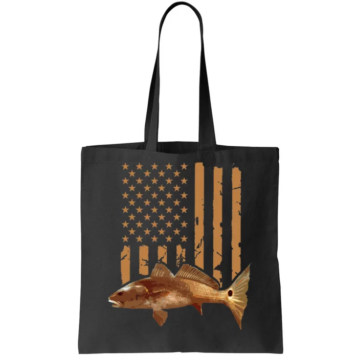 Redfish Fishing Red Drum Tailing Usa American Flag Fisherman Tote Bag