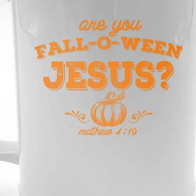 Retro Fall Religious Bible Matthew Are You Falloween Jesus Front & Back Beer Stein