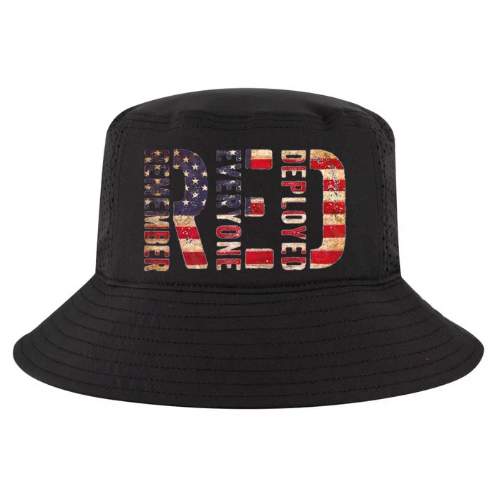 Red Fridays Remember Everyone Deployed American Flag Cool Comfort Performance Bucket Hat