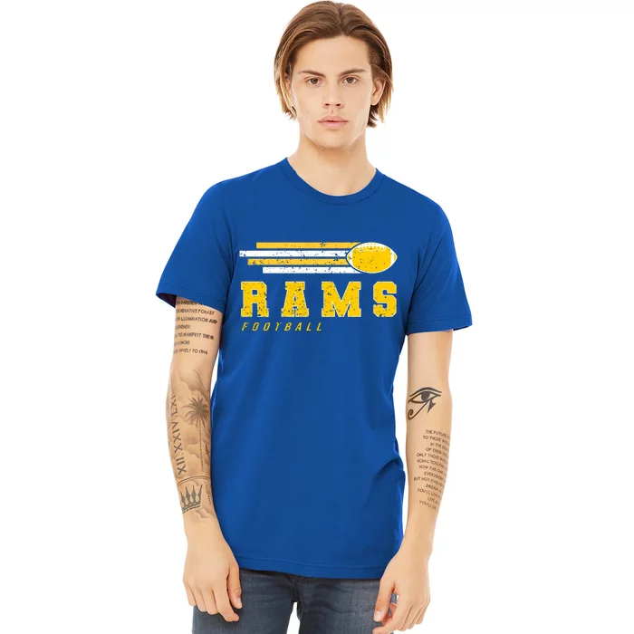 Rams Football Retro Vintage Stripes Gift Premium T-Shirt