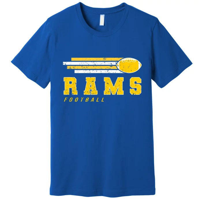 Rams Football Retro Vintage Stripes Gift Premium T-Shirt