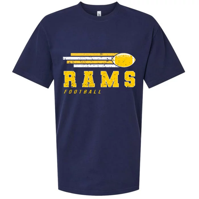 Rams Football Retro Vintage Stripes Gift Sueded Cloud Jersey T-Shirt