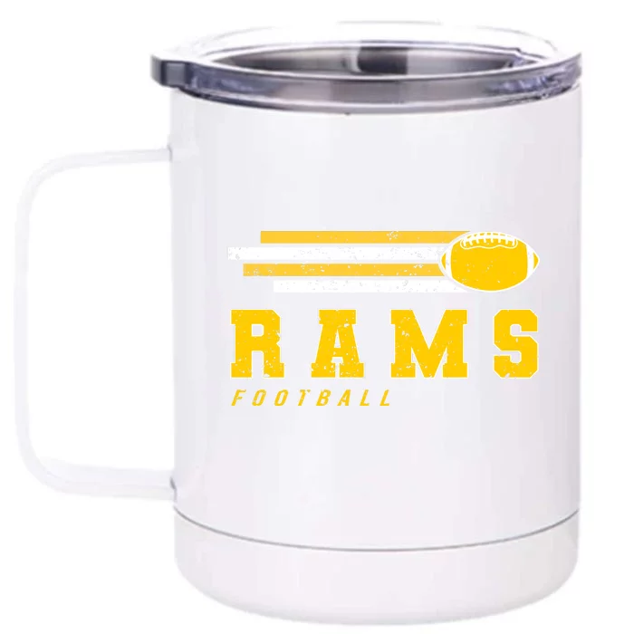 Rams Football Retro Vintage Stripes Gift Front & Back 12oz Stainless Steel Tumbler Cup