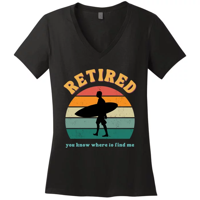 Retired Funny Retirement Beach Gift Women's V-Neck T-Shirt