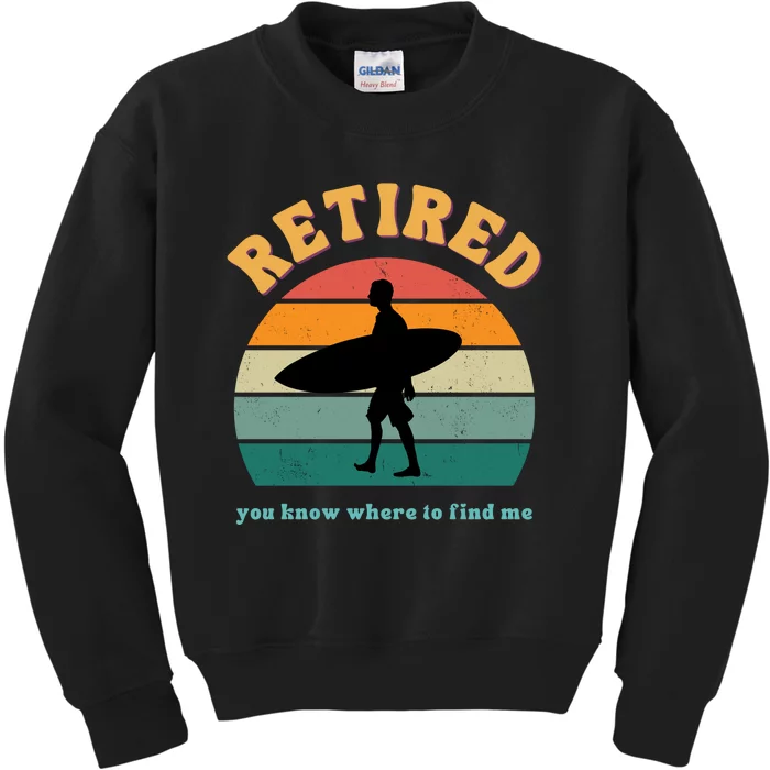 Retired Funny Retirement Beach Gift Kids Sweatshirt