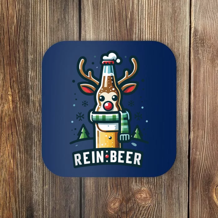 Reinbeers Funny Reindeer Beer Funny Christmas Drinking Coaster