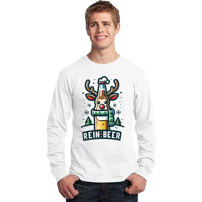 Reinbeers Funny Reindeer Beer Funny Christmas Drinking Tall Long Sleeve T-Shirt