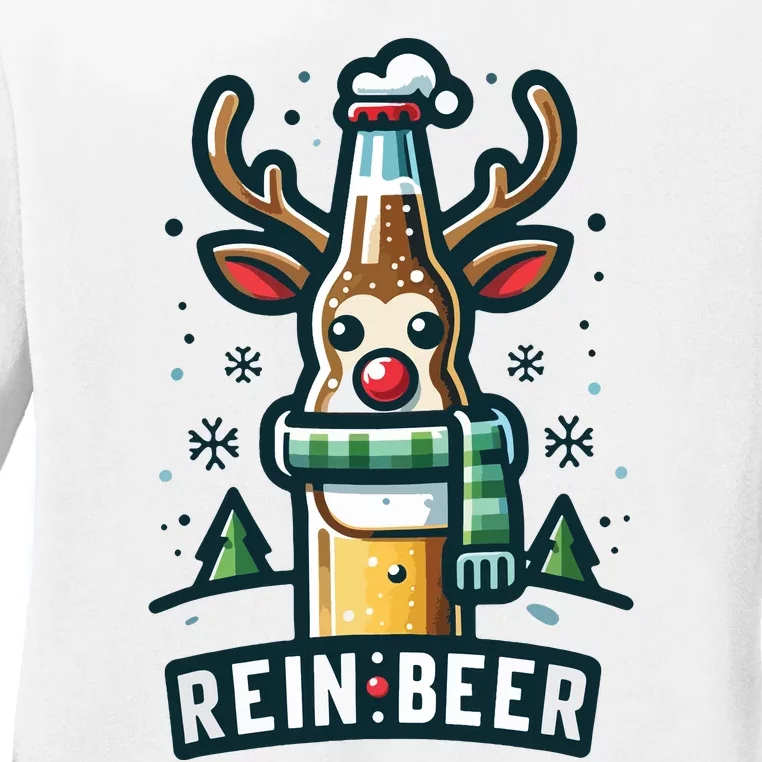 Reinbeers Funny Reindeer Beer Funny Christmas Drinking Ladies Long Sleeve Shirt