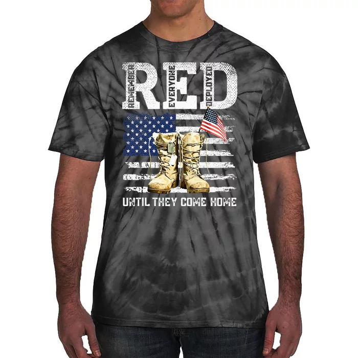 RED Friday Remember Everyone Deployed Every Friday Veterans Tie-Dye T-Shirt