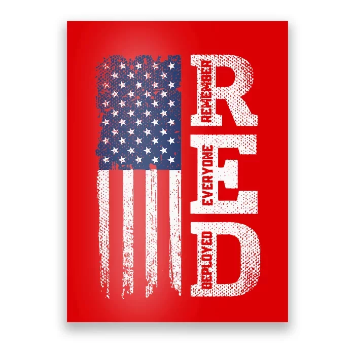 RED Friday Remember Everyone Deployed US Flag Army Vintage Poster