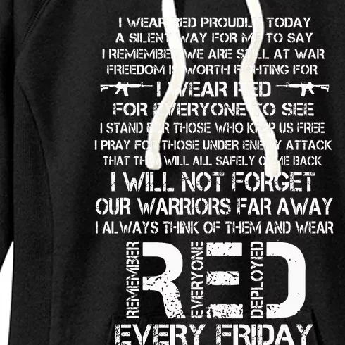 Red Friday Remember The Deployed Military Troops Poem Women's Fleece Hoodie