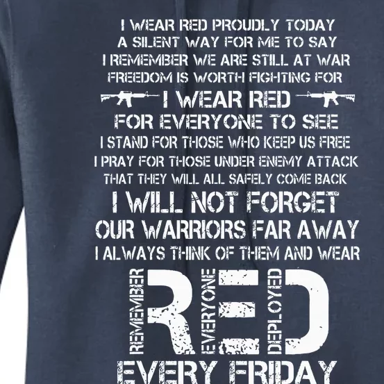 Red Friday Remember The Deployed Military Troops Poem Women's Pullover Hoodie