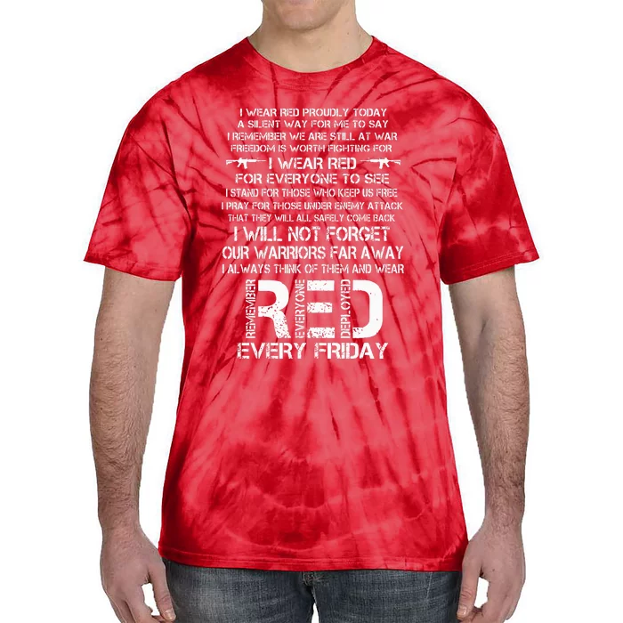 Red Friday Remember The Deployed Military Troops Poem Tie-Dye T-Shirt