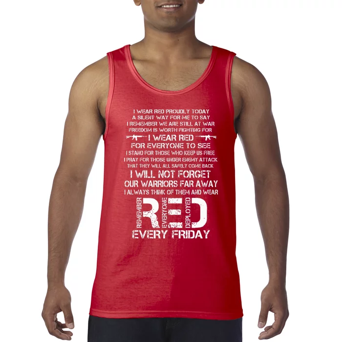 Red Friday Remember The Deployed Military Troops Poem Tank Top