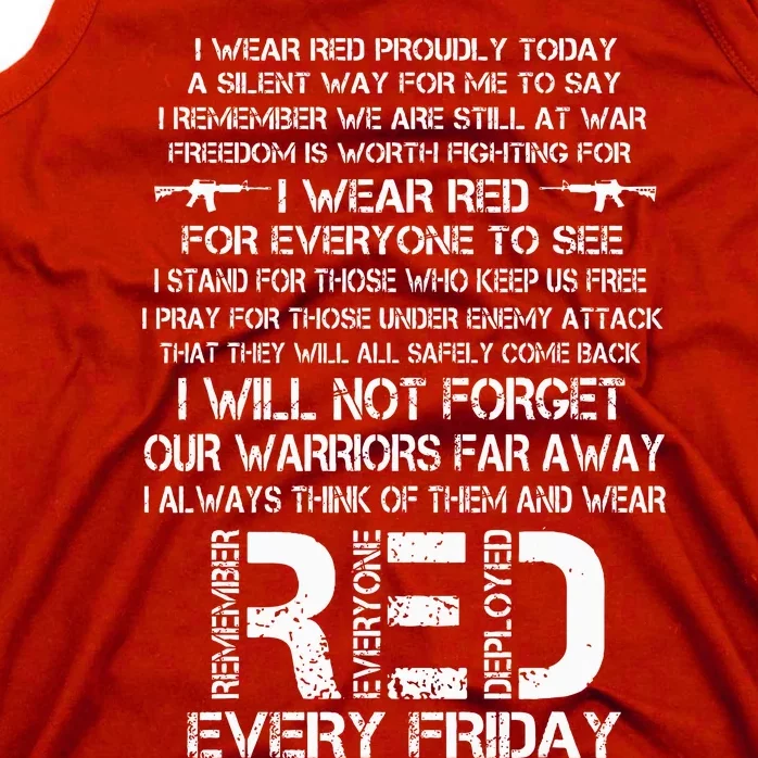 Red Friday Remember The Deployed Military Troops Poem Tank Top