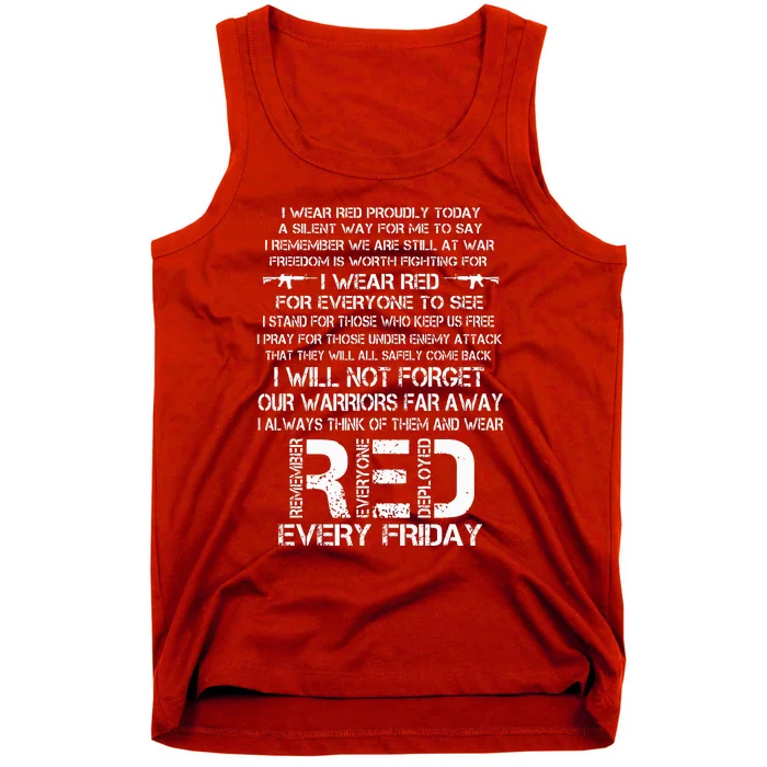 Red Friday Remember The Deployed Military Troops Poem Tank Top