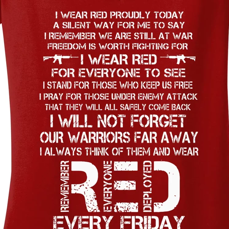 Red Friday Remember The Deployed Military Troops Poem Women's V-Neck T-Shirt