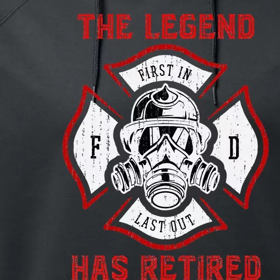 Retired Fireman Retirement Proud Firefighter Performance Fleece Hoodie