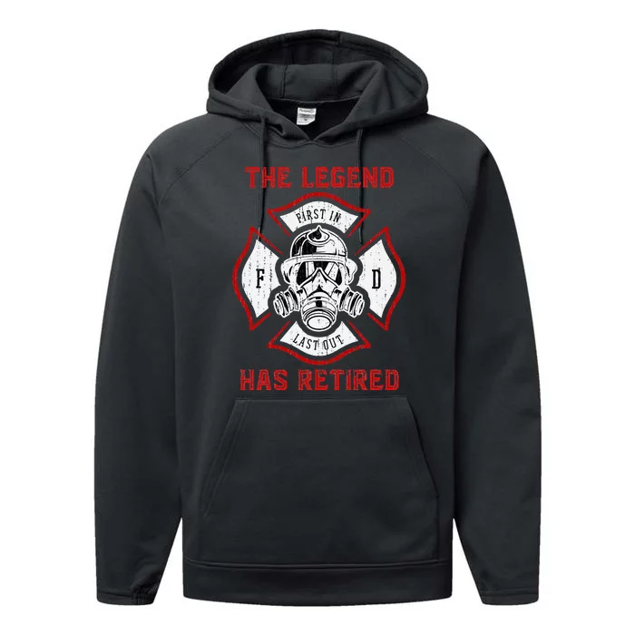 Retired Fireman Retirement Proud Firefighter Performance Fleece Hoodie