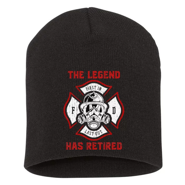 Retired Fireman Retirement Proud Firefighter Short Acrylic Beanie