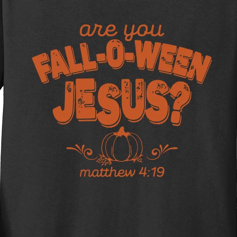 Retro Fall Religious Are You Falloween Jesus Christian Kids Long Sleeve Shirt