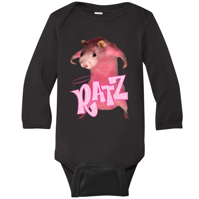 Ratz Funny Rat Funny Mouse Ratz Pink Ratz Mouse Meme Baby Long Sleeve Bodysuit