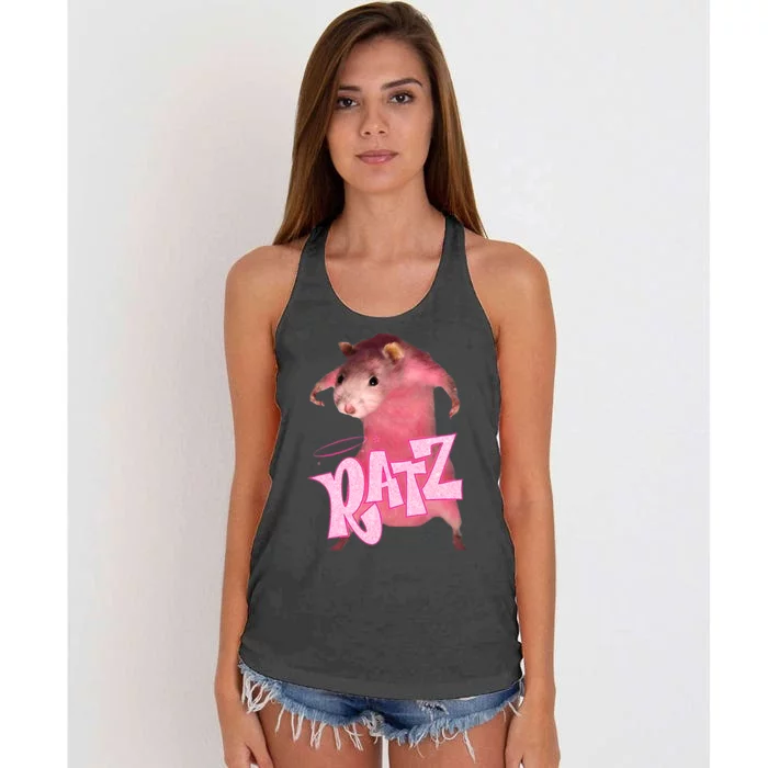 Ratz Funny Rat Funny Mouse Ratz Pink Ratz Mouse Meme Women's Knotted Racerback Tank