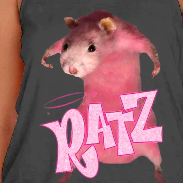 Ratz Funny Rat Funny Mouse Ratz Pink Ratz Mouse Meme Women's Knotted Racerback Tank