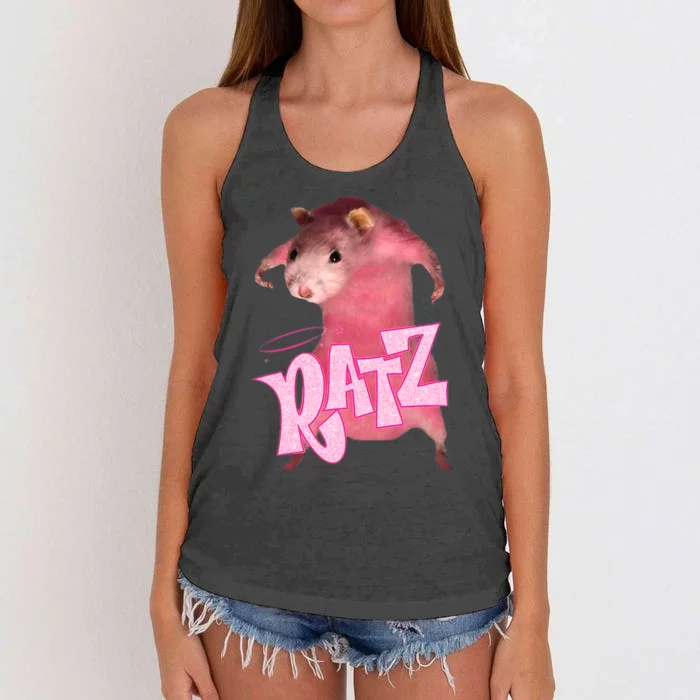 Ratz Funny Rat Funny Mouse Ratz Pink Ratz Mouse Meme Women's Knotted Racerback Tank