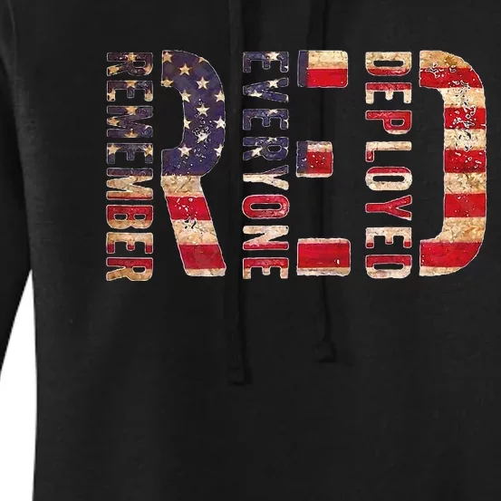 Red Fridays Remember Everyone Deployed American Flag Women's Pullover Hoodie