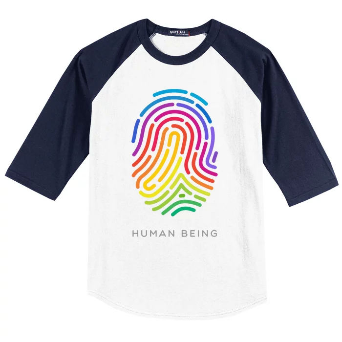 Rainbow Fingerprint Baseball Sleeve Shirt