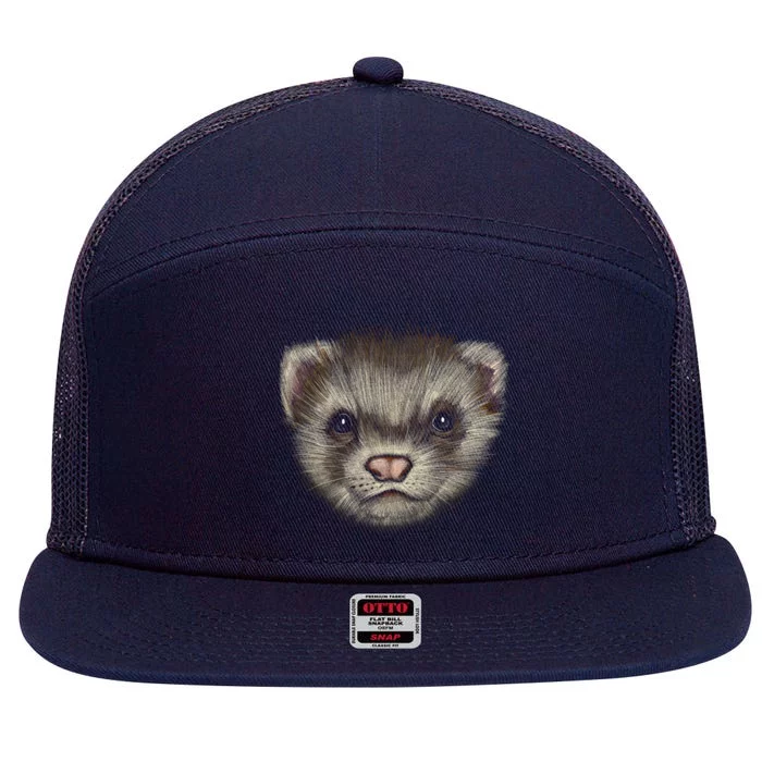 Realistic Ferret 7 Panel Mesh Trucker Snapback Hat