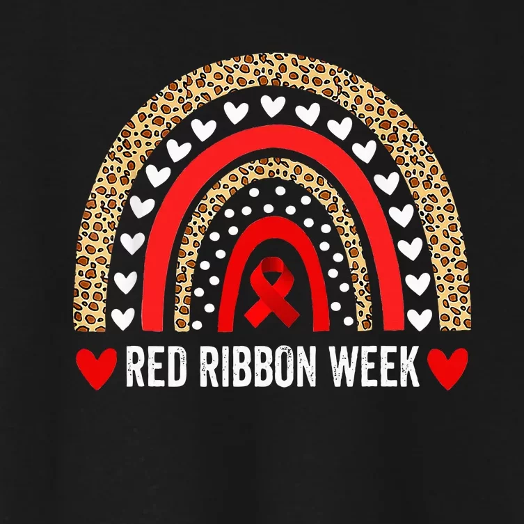 Red For Red Ribbon Week Awareness Rainbow Women's Crop Top Tee